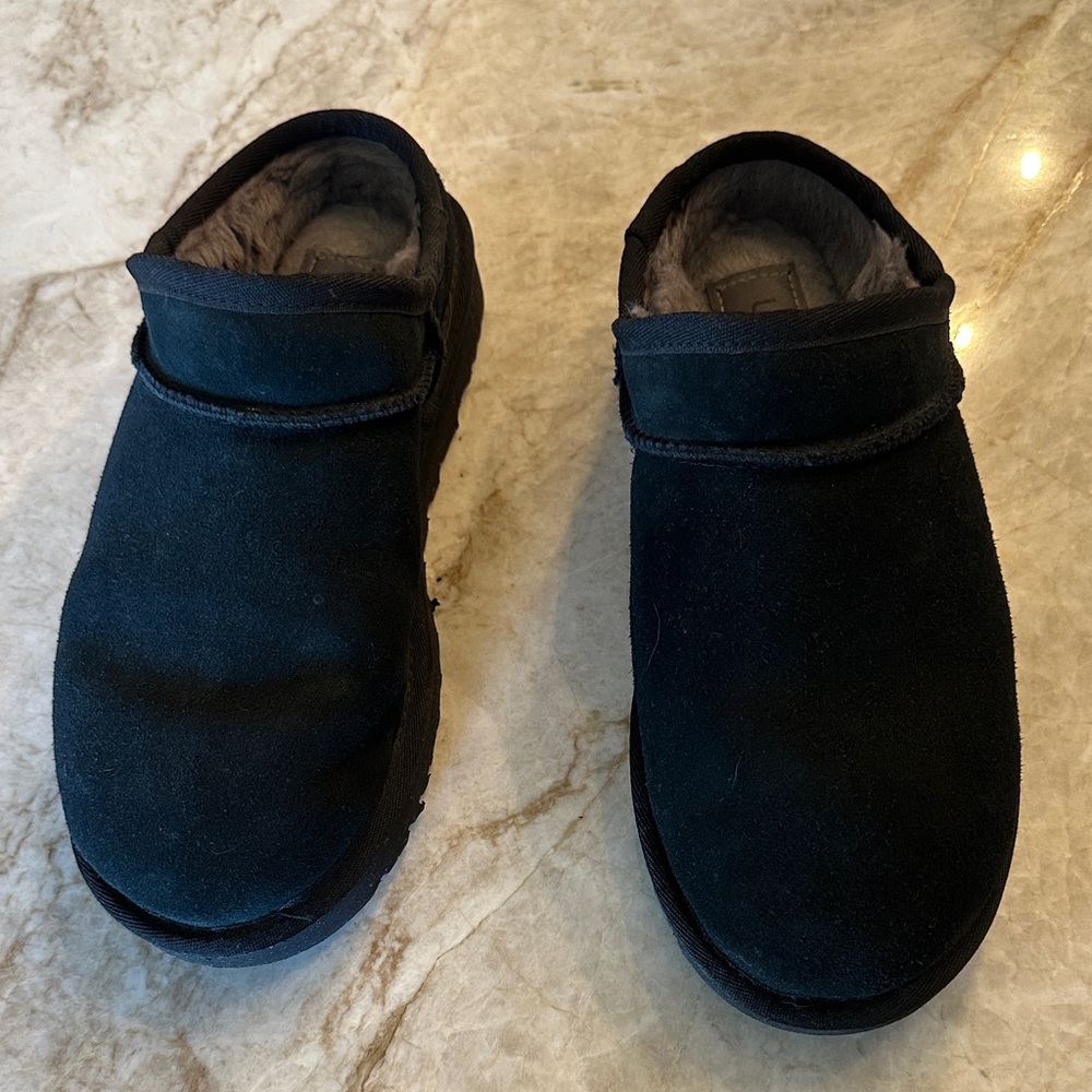 Women’s Black Suede Ugg Slip-On Slippers